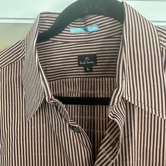Men's - PAUL SMITH - English Designer Burgundy Stripe Cotton Shirt - Picture 5 of 14